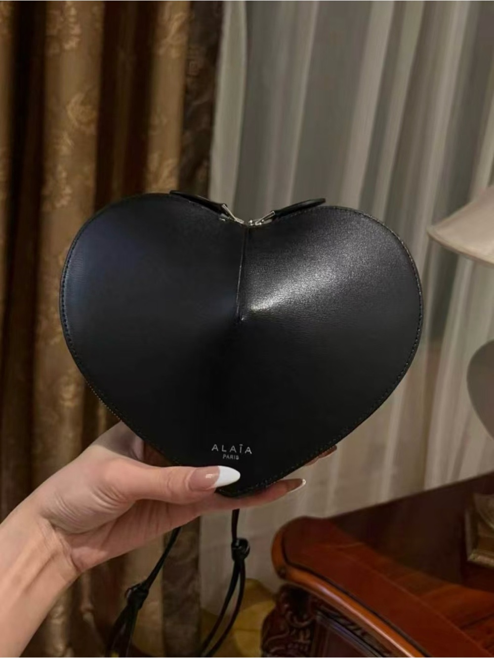 Alaia Le Coeur Black Leather Heart Crossbody Bag